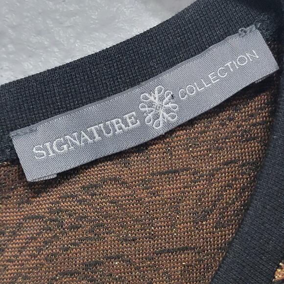 Metallic Quilted Short Sleeve Dress Medium Signature Collection 669 - Picture 3 of 11